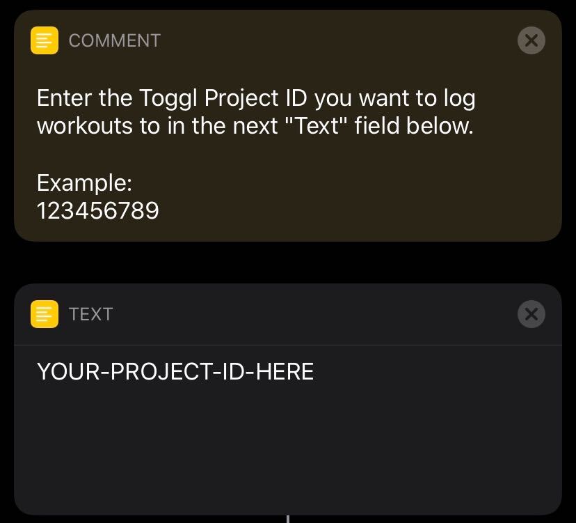 Enter your Toggl Project ID into the Shortcut