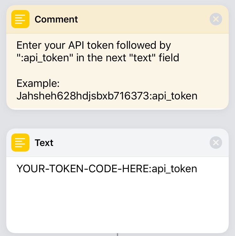 API Token field